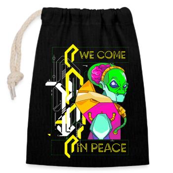 Future Rétro Synthwave Science-fiction - Sac cadeau en coton avec cordon (14 x 20 cm) - noir - Devant