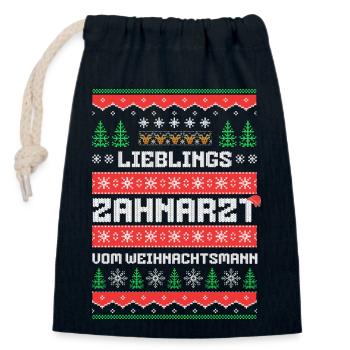 Lieblings Zahnarzt des Weihnachtsmanns - Verschließbarer Geschenkbeutel aus Baumwolle (14x20cm) - Navy - Vorne