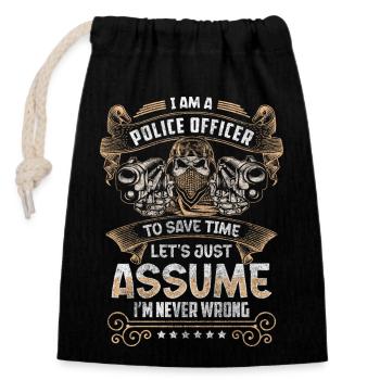 Police Law Uniform Handcuffs - Closable cotton gift bag (14x20cm) - black - Front