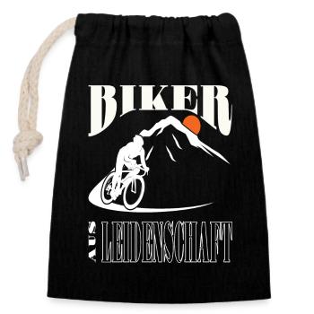 Fahrrad Mountainbike Biker aus Leidenschaft - Verschließbarer Geschenkbeutel aus Baumwolle (14x20cm) - Schwarz - Vorne
