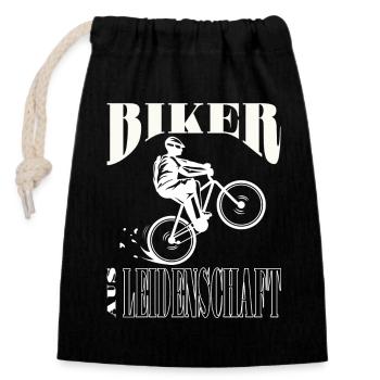 Fahrrad Mountainbike Biker aus Leidenschaft - Verschließbarer Geschenkbeutel aus Baumwolle (14x20cm) - Schwarz - Vorne