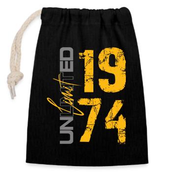 1974 50th birthday 74 - Closable cotton gift bag (14x20cm) - black - Front