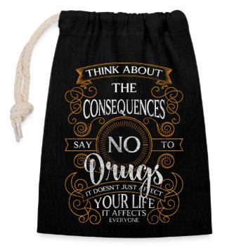 Drug Addiction Clean Hemp - Closable cotton gift bag (14x20cm) - black - Front