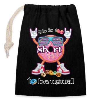 sweet doughnut ambiguous saying and attitude - Closable cotton gift bag (14x20cm) - black - Front