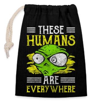Ufo Area 51 Invasion - Closable cotton gift bag (14x20cm) - black - Front