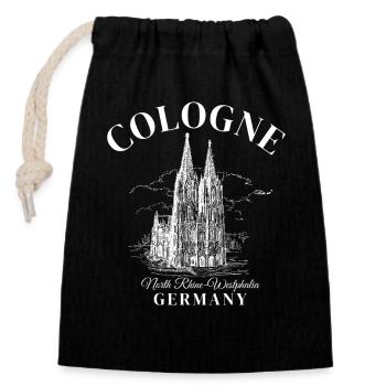 Cologne Germany North Rhine-Westphalia Deutschland - Verschließbarer Geschenkbeutel aus Baumwolle (14x20cm) - Schwarz - Vorne