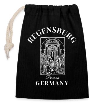 Regensburg Germany Bavaria Deutschland - Verschließbarer Geschenkbeutel aus Baumwolle (14x20cm) - Schwarz - Vorne