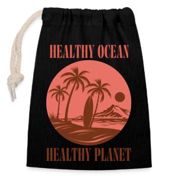 Marine Conservation - Closable cotton gift bag (14x20cm) - black - Front