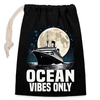 Ocean Vibes Only Cruise Ship Vacation Group - Verschließbarer Geschenkbeutel aus Baumwolle (14x20cm) - Schwarz - Vorne