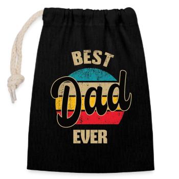 Bester Papa Dad Aller Zeiten - Retro Geschenk - Verschließbarer Geschenkbeutel aus Baumwolle (14x20cm) - Schwarz - Vorne