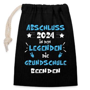 Abschluss 2024 Legendäre Grundschulzeit Beendigung - Verschließbarer Geschenkbeutel aus Baumwolle (14x20cm) - Schwarz - Vorne