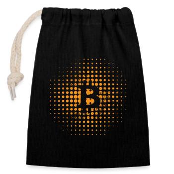 Bitcoin Logo Hodl Crypto-monnaie BTC - Sac cadeau en coton avec cordon (14 x 20 cm) - noir - Devant