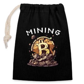 Mining Miner Bitcoin Kryptowährung - Verschließbarer Geschenkbeutel aus Baumwolle (14x20cm) - Schwarz - Vorne