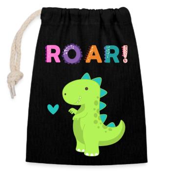 Roar - Sweet Dino! - Verschließbarer Geschenkbeutel aus Baumwolle (14x20cm) - Schwarz - Vorne