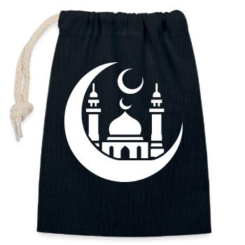 Moschee Silhouette mit Halbmond: Islamische Kunst - Verschließbarer Geschenkbeutel aus Baumwolle (14x20cm) - Navy - Vorne