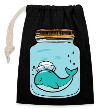 Wal Fische Fisch Aquarium Zoologie Zootiere - Verschließbarer Geschenkbeutel aus Baumwolle (14x20cm) - Schwarz - Vorne