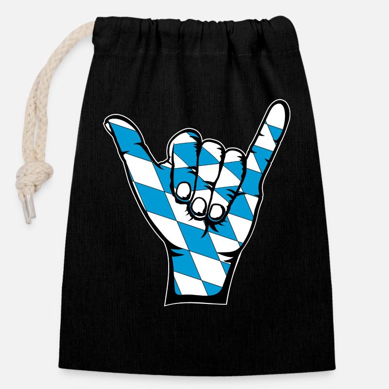 Bayern Flagge Surfing Symbol - Verschließbarer Geschenkbeutel aus Baumwolle (14x20cm) - Schwarz