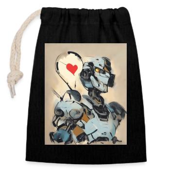 I Love Robots cool robot - Closable cotton gift bag (14x20cm) - black - Front