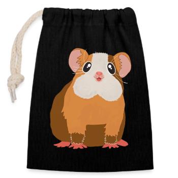 Meerschweinchen - Verschließbarer Geschenkbeutel aus Baumwolle (14x20cm) - Schwarz - Vorne