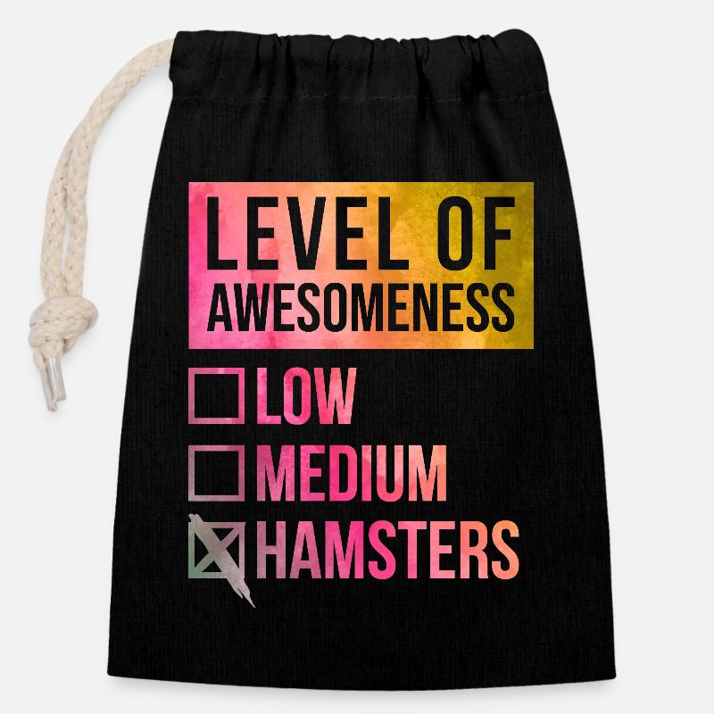 Hamster - Closable cotton gift bag (14x20cm) - black