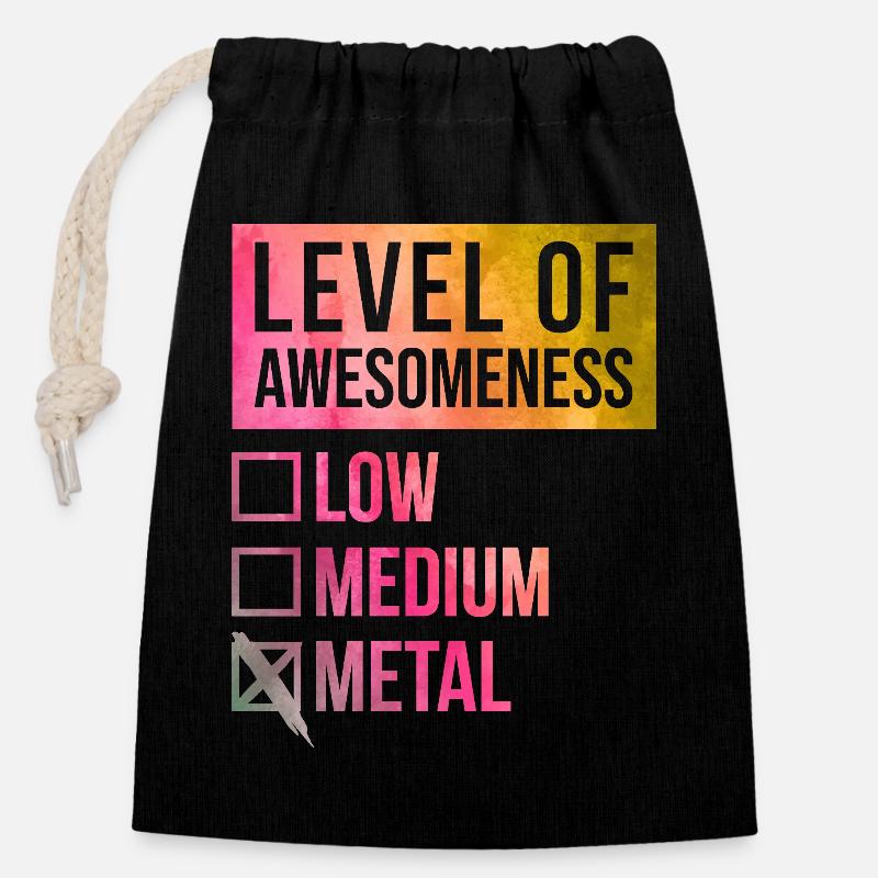 Metal - Closable cotton gift bag (14x20cm) - black