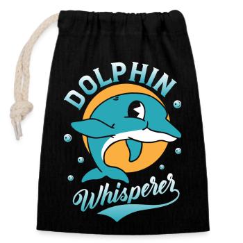 Dolphin Whisperer Marine Biology Beach Vacation - Closable cotton gift bag (14x20cm) - black - Front