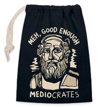 Quand le minimalisme rencontre la philosophie - Sac cadeau en coton avec cordon (14 x 20 cm) - bleu marine - Devant