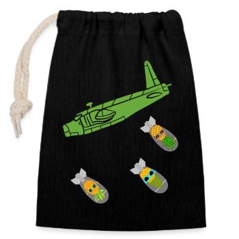 Green Pineapple Bomb Flugzeug - Verschließbarer Geschenkbeutel aus Baumwolle (14x20cm) - Schwarz - Vorne