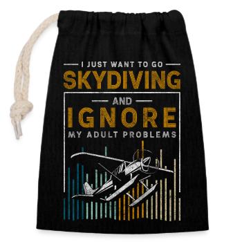 Parachutisme passion chute libre - Sac cadeau en coton avec cordon (14 x 20 cm) - noir - Devant