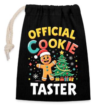 Official Cookie Button - Closable cotton gift bag (14x20cm) - black - Front