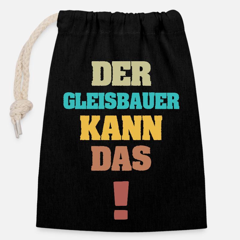 Gleisbauer als Lustig - Verschließbarer Geschenkbeutel aus Baumwolle (14x20cm) - Schwarz