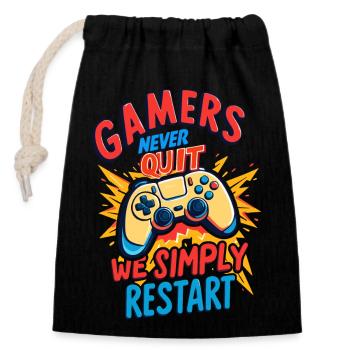 Gamers Never Quit - Closable cotton gift bag (14x20cm) - black - Front