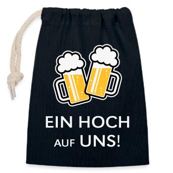 XEin Hoch (Tricolour) - Verschließbarer Geschenkbeutel aus Baumwolle (14x20cm) - Navy - Vorne