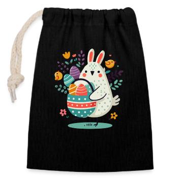 Sweet Easter motif - Closable cotton gift bag (14x20cm) - black - Front