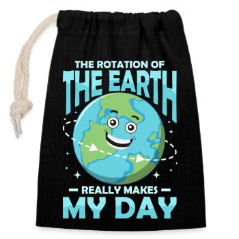 The Rotation Of The Earth Planet Earth Day - Verschließbarer Geschenkbeutel aus Baumwolle (14x20cm) - Schwarz - Vorne