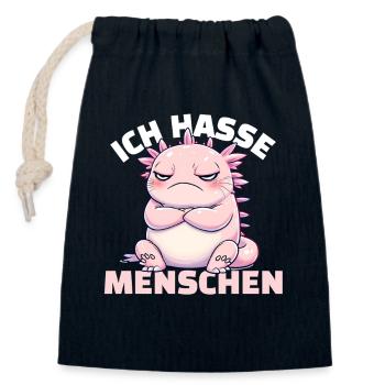 Mürischer rosa Axolotl für Tierfans - Verschließbarer Geschenkbeutel aus Baumwolle (14x20cm) - Navy - Vorne