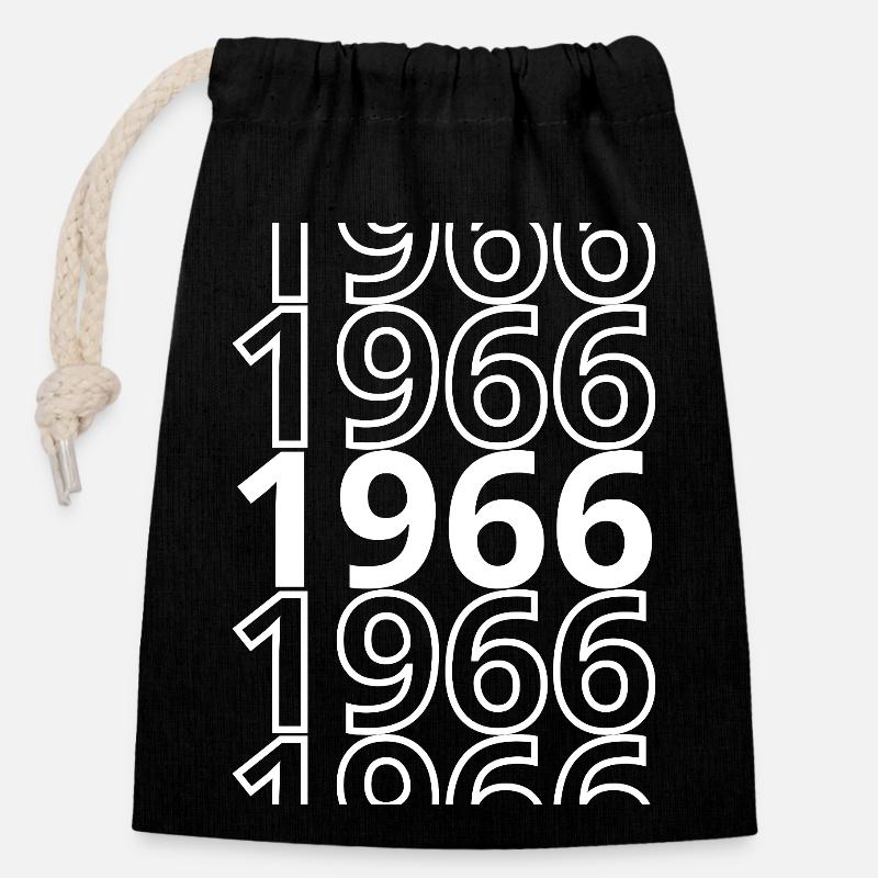 1966 1966 1966 - Closable cotton gift bag (14x20cm) - black