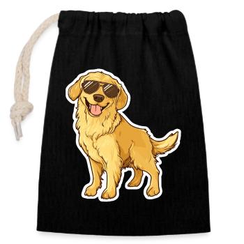 Cool Golden Retriever - Autocollant de chien drôle - Sac cadeau en coton avec cordon (14 x 20 cm) - noir - Devant