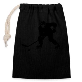 Eishockey Spieler - Sport Design - Verschließbarer Geschenkbeutel aus Baumwolle (14x20cm) - Schwarz - Vorne