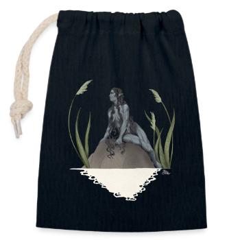 Nymphe dans un étang - Sac cadeau en coton avec cordon (14 x 20 cm) - bleu marine - Devant
