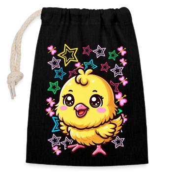 80s 90s Chick Kids Child - Closable cotton gift bag (14x20cm) - black - Front