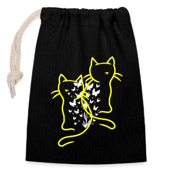 des années 80 chats chat adolescent fille enfants enfant - Sac cadeau en coton avec cordon (14 x 20 cm) - noir - Devant