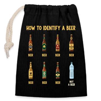 Bier-Identifizierungs-Guide - Verschließbarer Geschenkbeutel aus Baumwolle (14x20cm) - Schwarz - Vorne