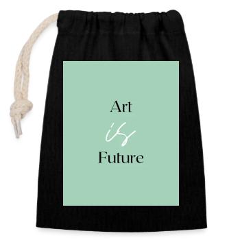 L’art est l’avenir - Sac cadeau en coton avec cordon (14 x 20 cm) - noir - Devant