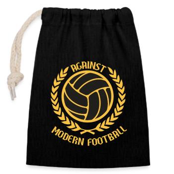 Contre le football moderne - Sac cadeau en coton avec cordon (14 x 20 cm) - noir - Devant