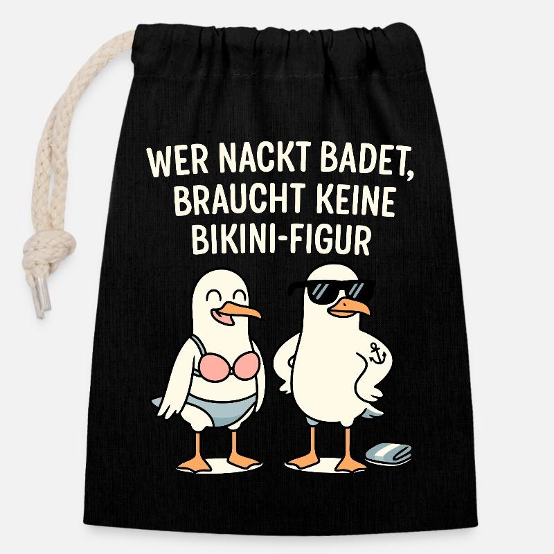 Nu Bain Bikini Figure Dire - Sac cadeau en coton avec cordon (14 x 20 cm) - noir