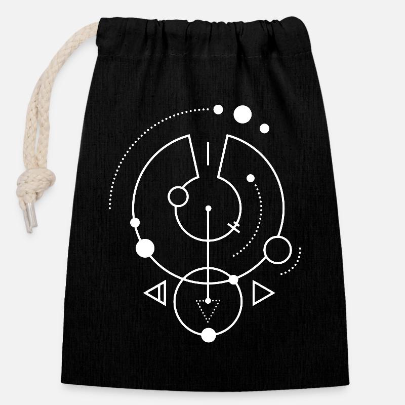 Symbole géométrique blanc - Sac cadeau en coton avec cordon (14 x 20 cm) - noir