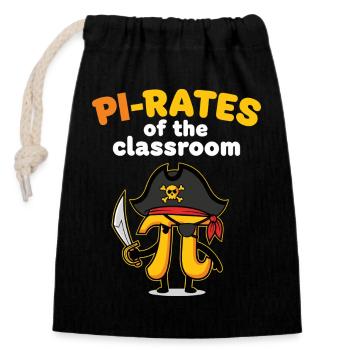 Pi-rates de l’enseignant de mathématiques en classe - Sac cadeau en coton avec cordon (14 x 20 cm) - noir - Devant