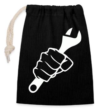 Fists and Screwdriver Force - Closable cotton gift bag (14x20cm) - black - Front