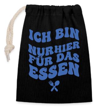 Je suis juste ici pour manger - Sac cadeau en coton avec cordon (14 x 20 cm) - noir - Devant
